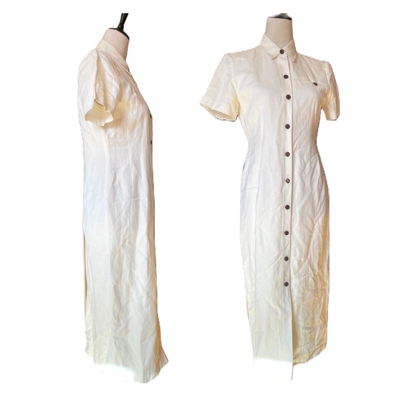 Vintage Positive Attitude Maxi Linen Shirt Dress - Picture 2 of 7